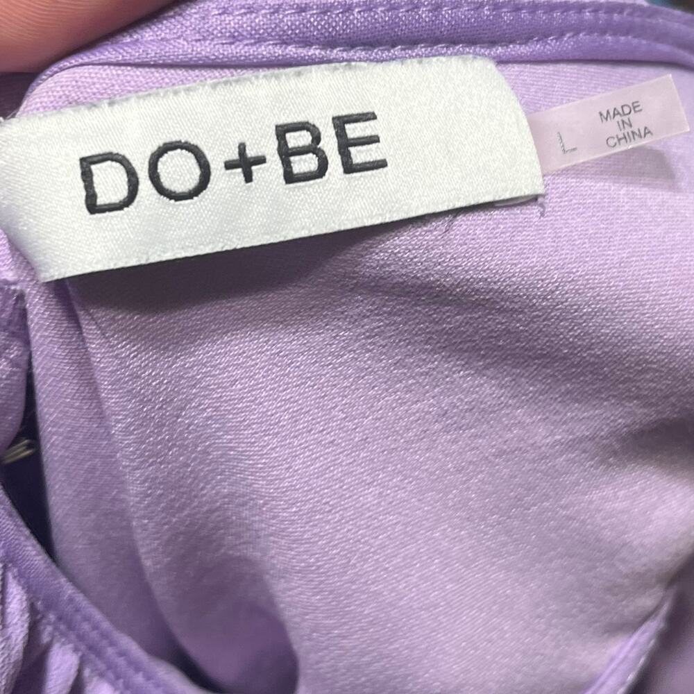 Do + Be Lilac Purple Ruffle Neck Shorts Romper Womens L Tie Bow Back Resort Wear - Picture 6 of 7